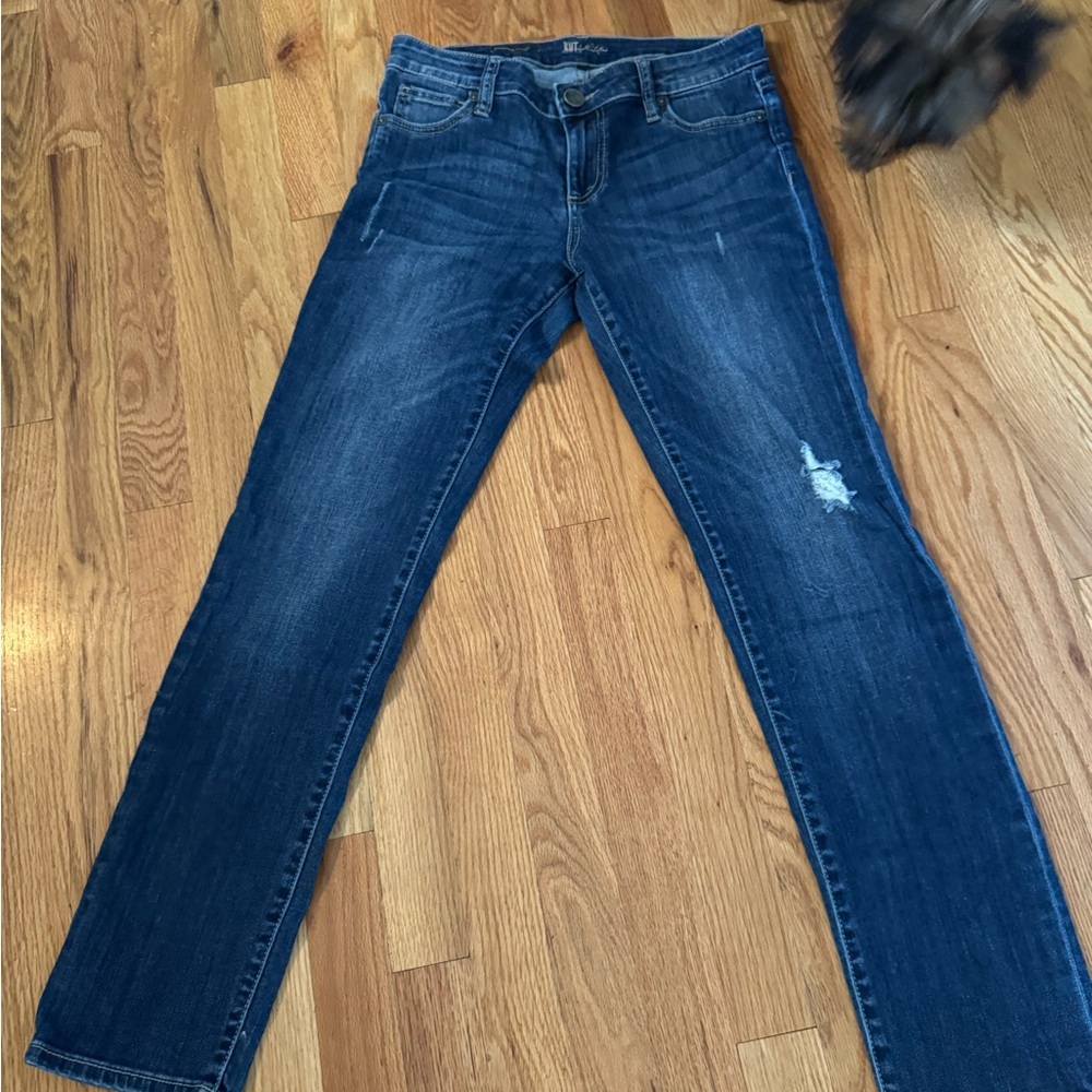 Kut from the Kloth Blue Boyfriend Jeans with Distressed Details